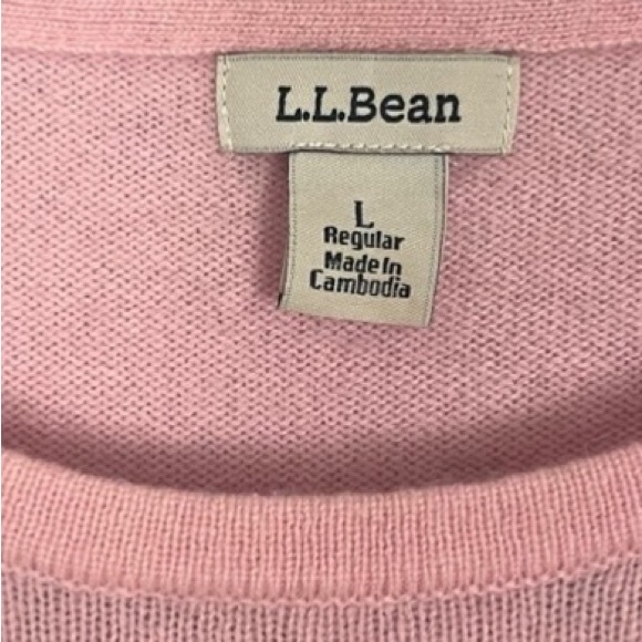 LL Bean Cashmere Sweater Baby Pink Womens Large Pullover Crew Neck Quiet Luxury - Picture 4 of 9